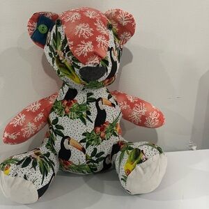 Colorful Toucan Patterned Stuffed Animal